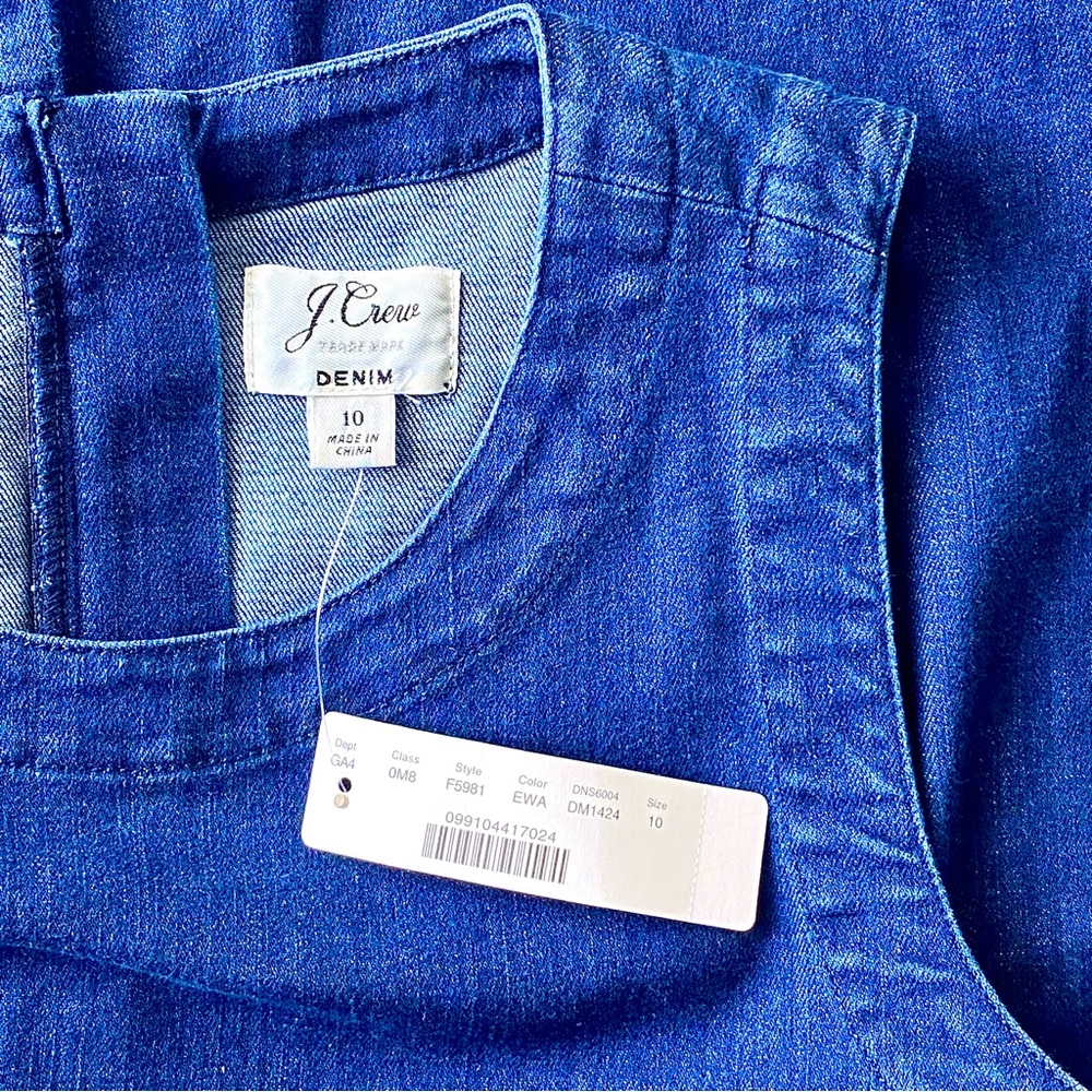 NWT J.Crew Denim Tank Sheath Dress with Spandex, Size: 10